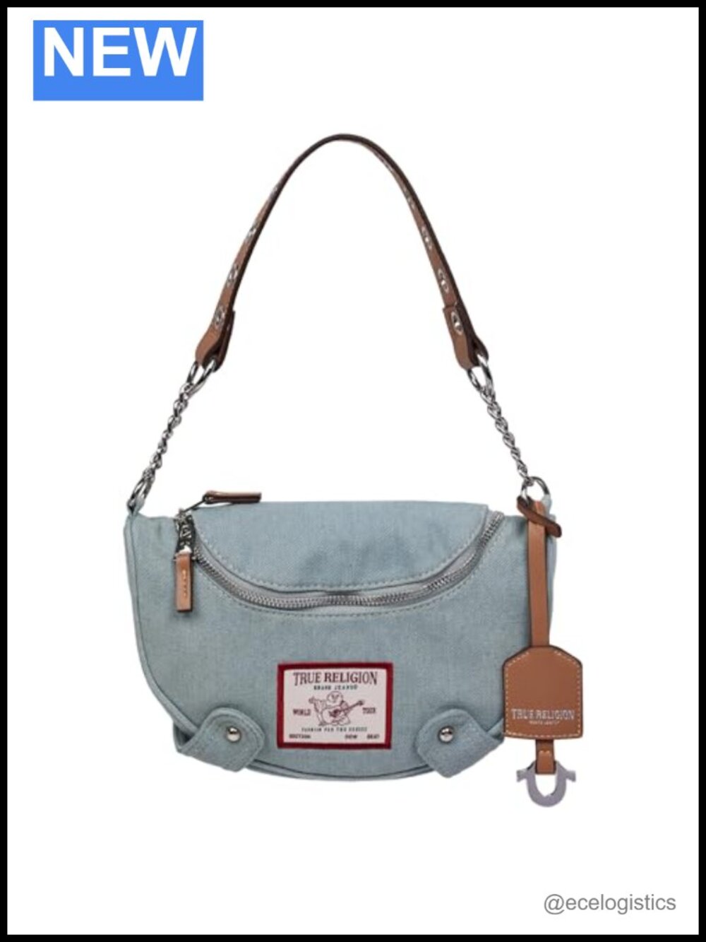 True Religion Hobo Shoulder Bag Purse Chain Strap Cotton Polyester